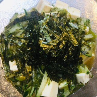 もずくときゅうりと豆腐の和物